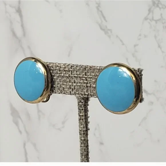 VINTAGE Glossy Button-Style Clip-On Earrings - Picture 2 of 6